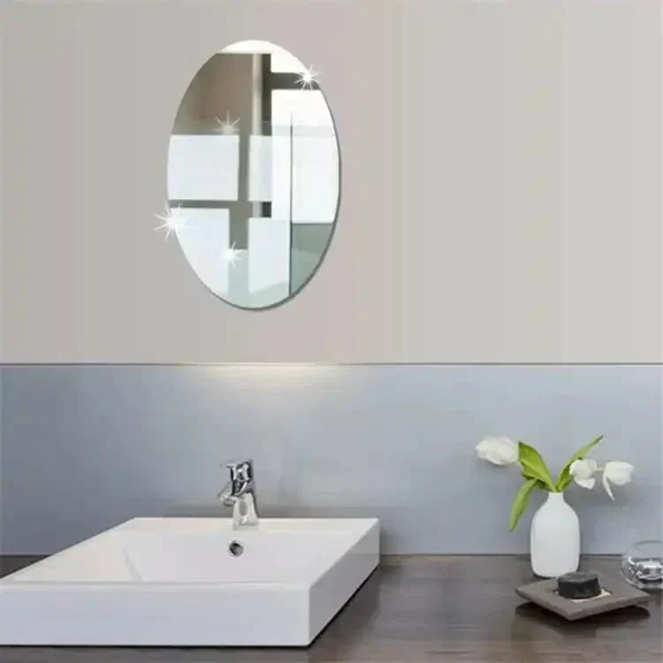 SELF-ADHESIVE OVAL MIRROR WALL STICKERS