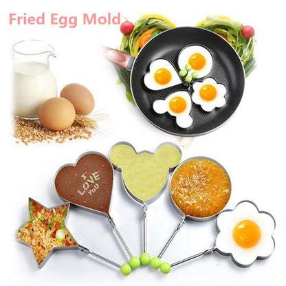 Egg Mold Fried Egg Mold Shaper Stainless Steel 4 Pieces (4 Different Shapes) Pan Cake mould Ring