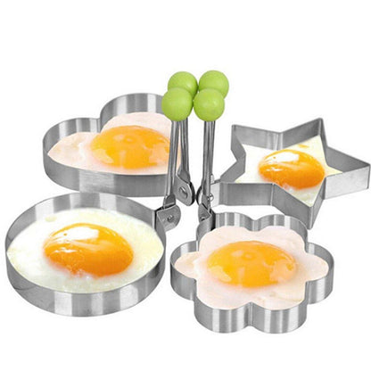 Egg Mold Fried Egg Mold Shaper Stainless Steel 4 Pieces (4 Different Shapes) Pan Cake mould Ring