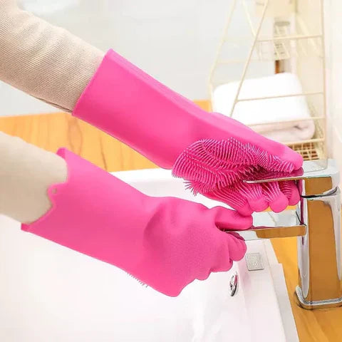 Pair Of Silicone Washing Full Finger Gloves